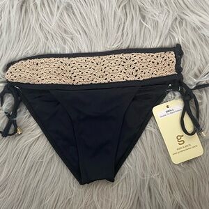 Guria Bikini Bottom Crochet Size Small Color Black Women's NWT
